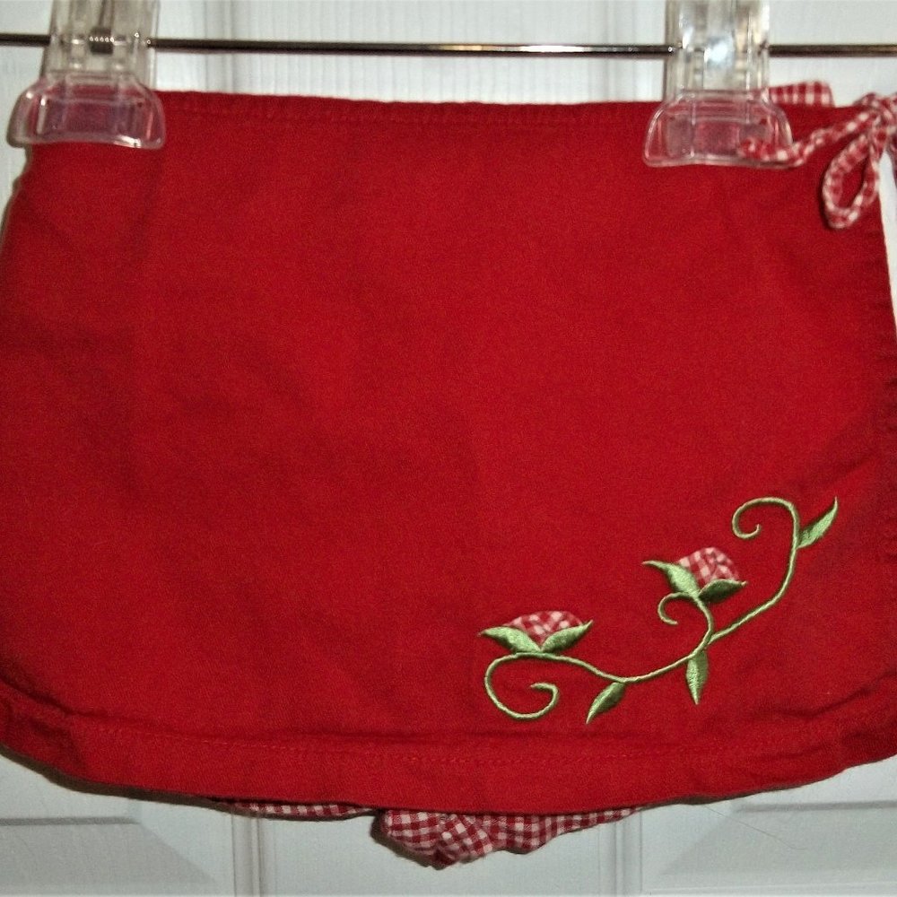 girls size 24 months red white check elastic waist shorts skorts